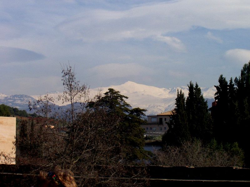 Blick von Generalife auf die Schigebiete der Sierra Nevada