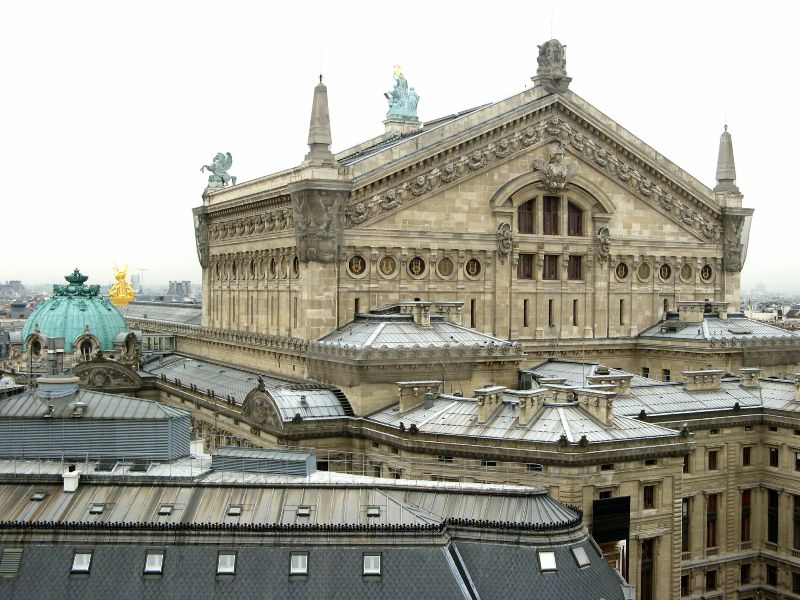 Rückansicht der Opéra Garnier, von den Galeries Lafayette aus gesehen