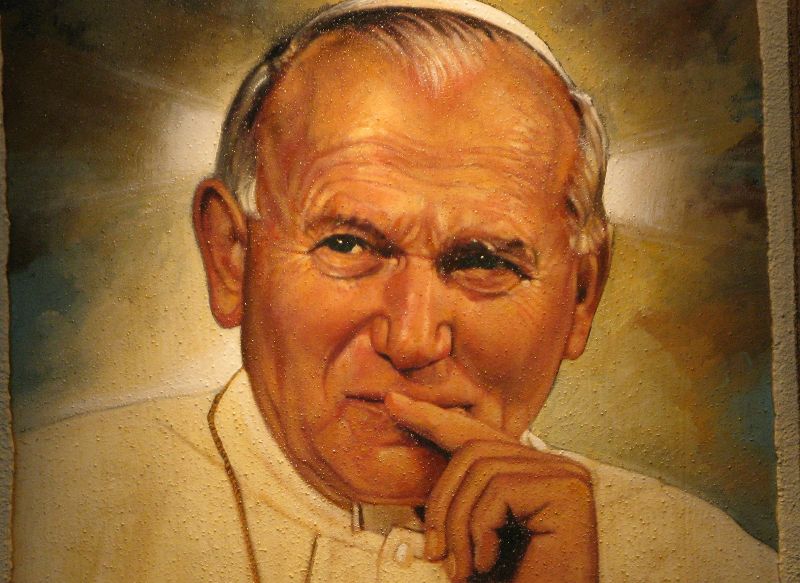 Ausstellung von Giuseppe Afrune mit Bildern von Johannes Paul II in der Basilica Santa Maria degli Angeli
