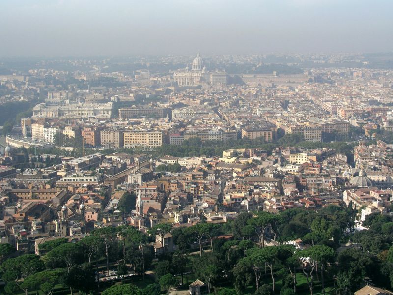 Rom von oben, Tiberufer und Vatikan